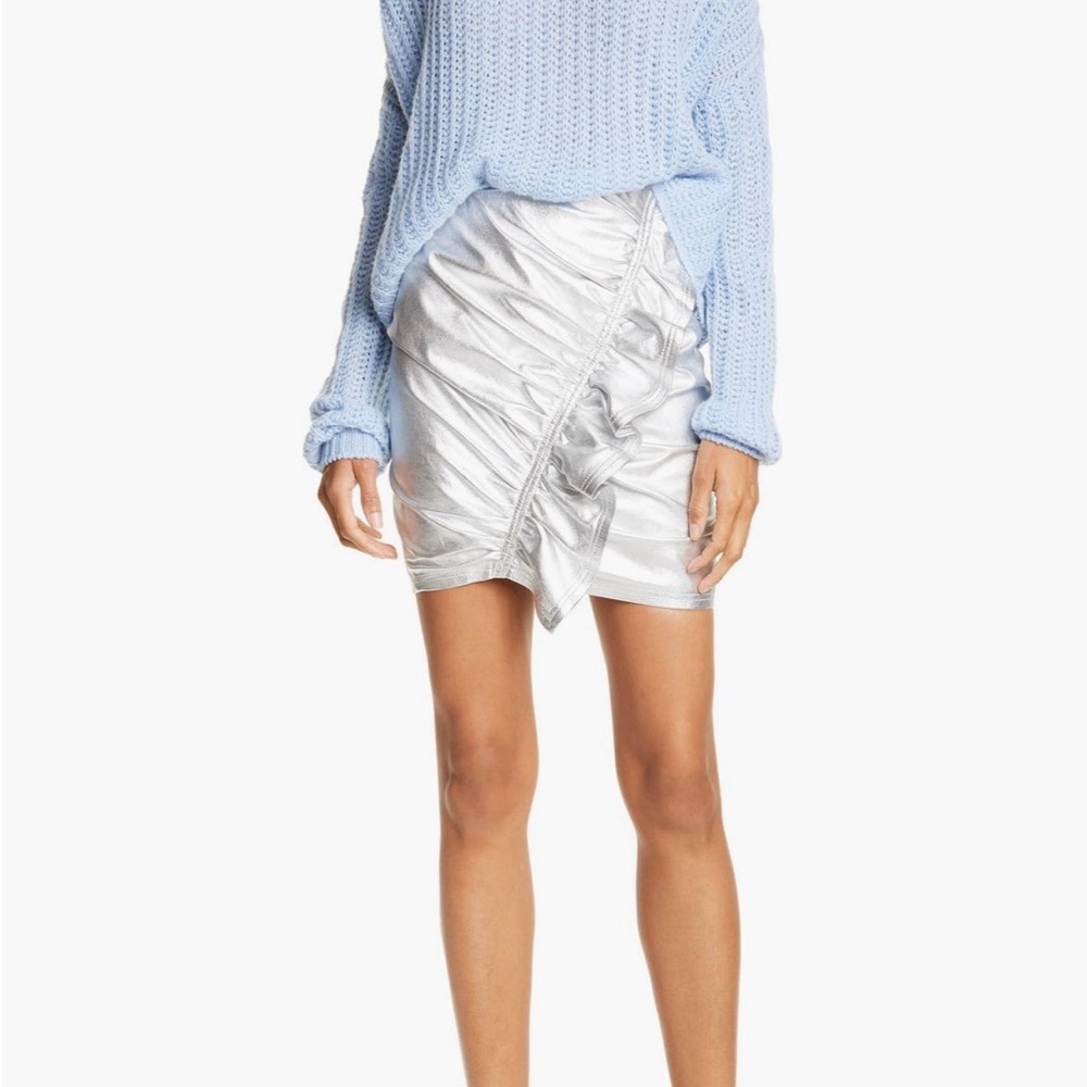 A.L.C. Silver Leather Skirt Size 8